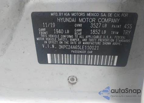 2020 Hyundai Accent Sel from USA, damaged, VIN 3KPC24A65LE110121